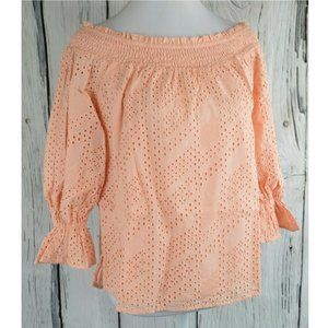 Eva Longoria Off-Shoulder Blouses Top Shirt Eyelet